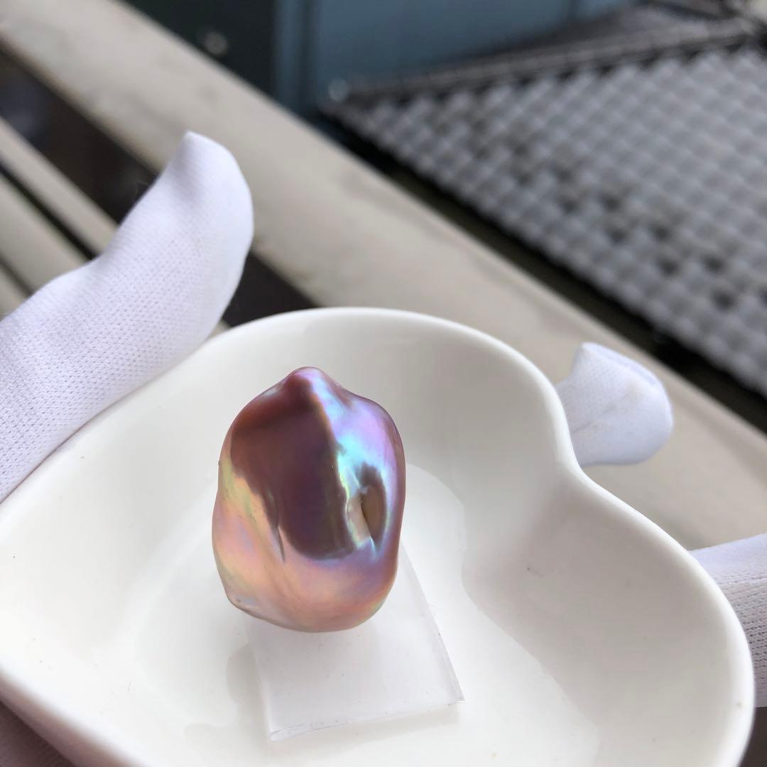 虹色　大粒本真珠　淡水バロックパールリング　オーダーページMT76