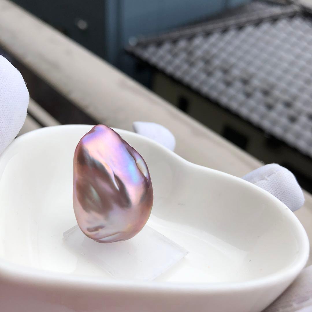 虹色　大粒本真珠　淡水バロックパールリング　オーダーページMT76