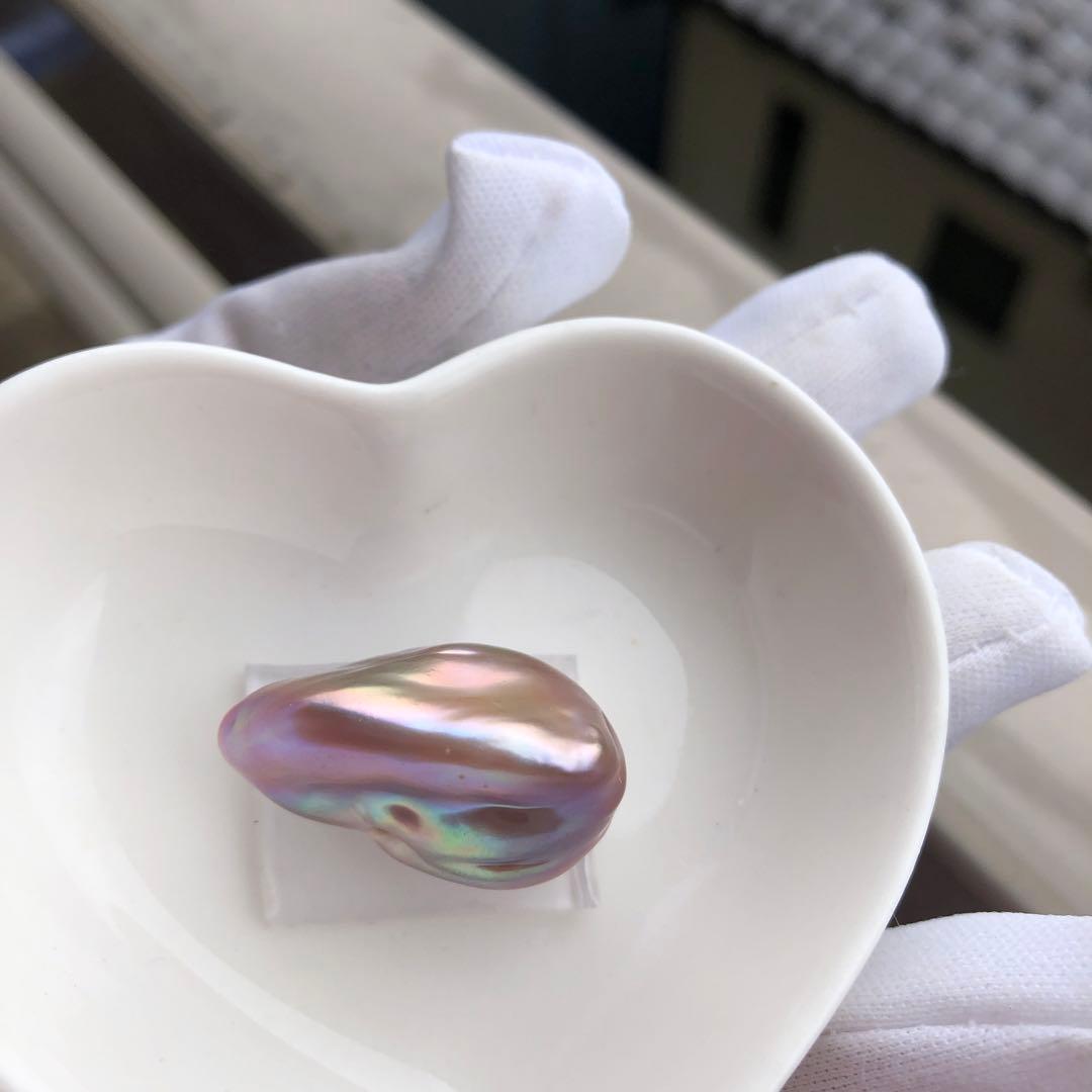 虹色　大粒本真珠　淡水バロックパールリング　オーダーページMT76
