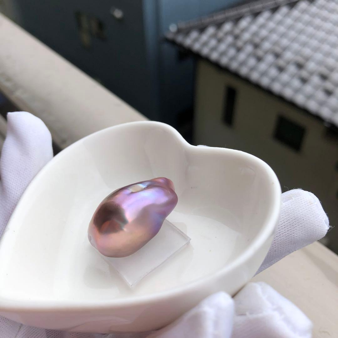 虹色　大粒本真珠　淡水バロックパールリング　オーダーページMT76