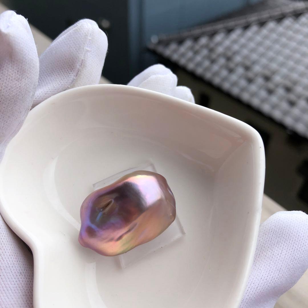 虹色　大粒本真珠　淡水バロックパールリング　オーダーページMT76