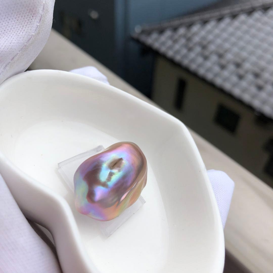 虹色　大粒本真珠　淡水バロックパールリング　オーダーページMT76