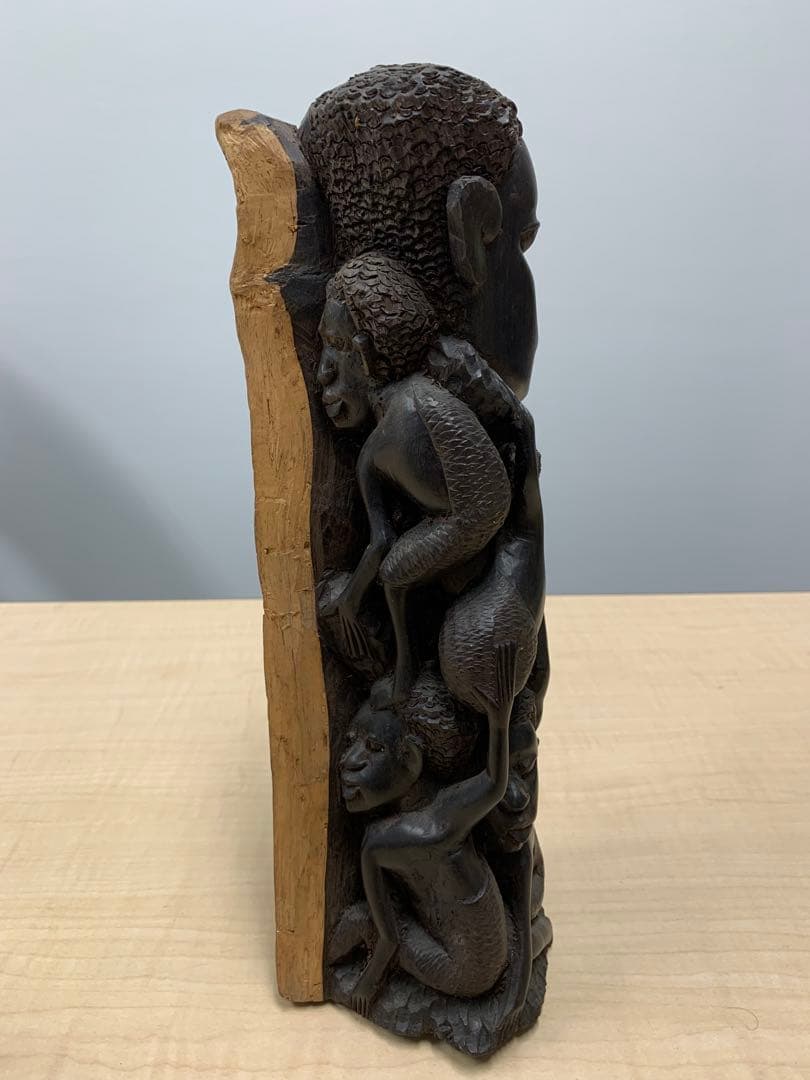 黒檀 アフリカ民芸彫刻 高さ30cm 木彫り 人物像 エボニー 置物 オブジェ