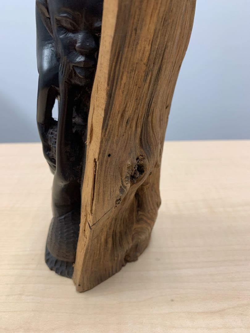 黒檀 アフリカ民芸彫刻 高さ30cm 木彫り 人物像 エボニー 置物 オブジェ