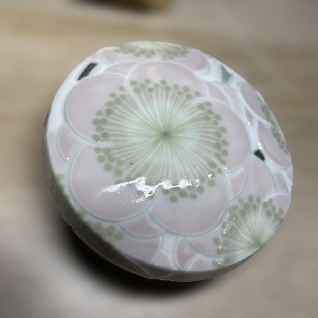 森洋　彩埏梅花文香合　共箱