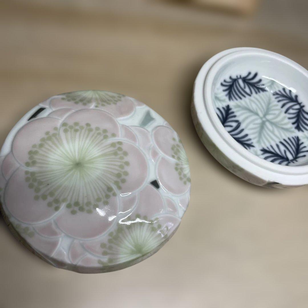 森洋　彩埏梅花文香合　共箱