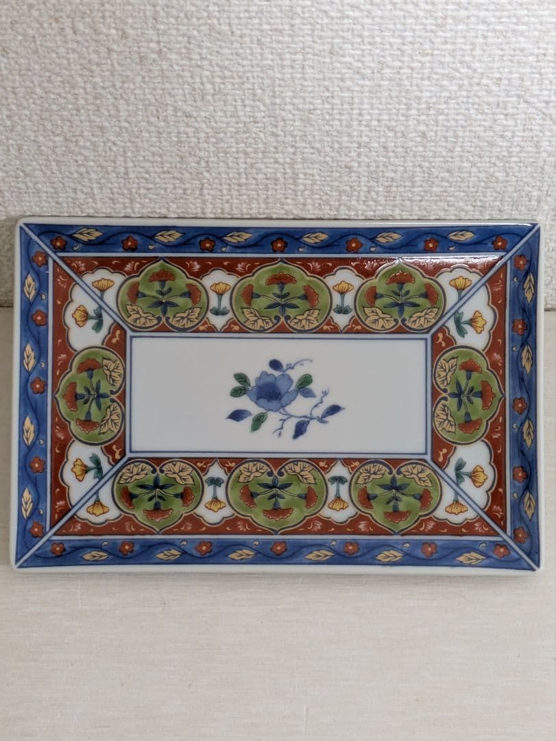 有田焼　林斉窯　長角皿揃　銘々皿　古伊万里風絵変わり　5枚セット　未使用品