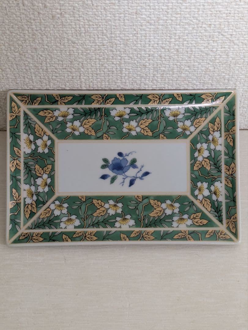 有田焼　林斉窯　長角皿揃　銘々皿　古伊万里風絵変わり　5枚セット　未使用品