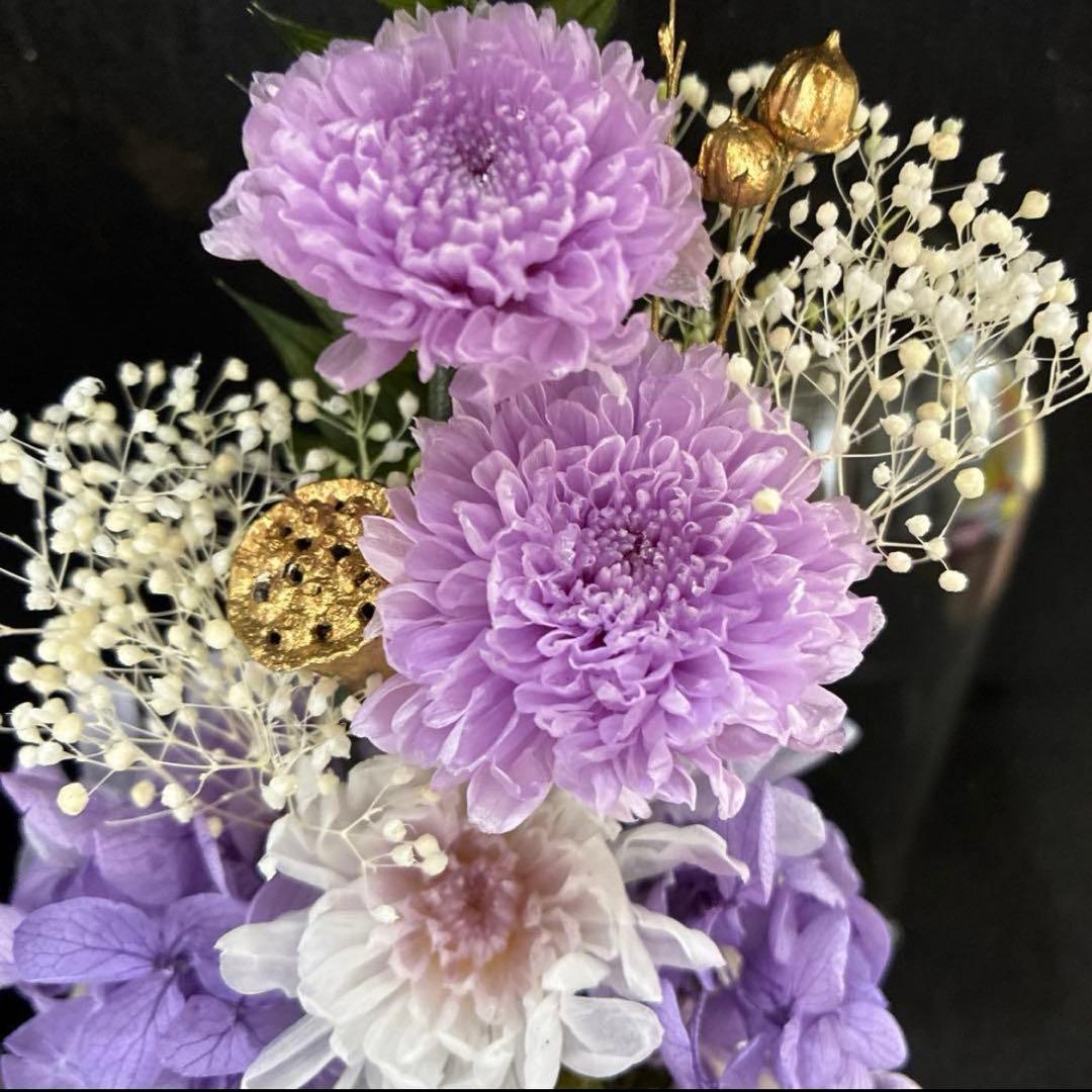 仏花　ガラスドーム　プリザーブドフラワー　お供え　お彼岸