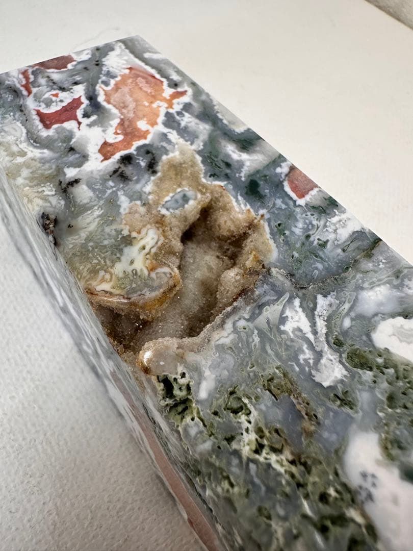 高品質　ピンクモスアゲート　タワー　四角柱　天然石