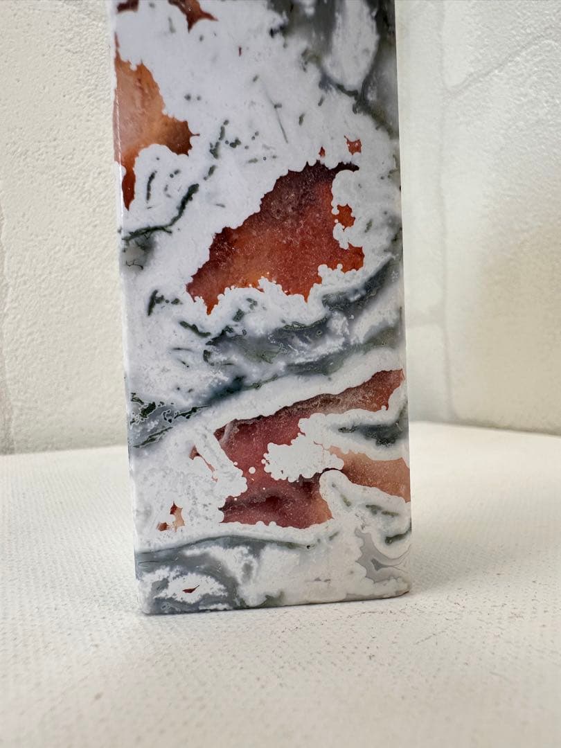 高品質　ピンクモスアゲート　タワー　四角柱　天然石