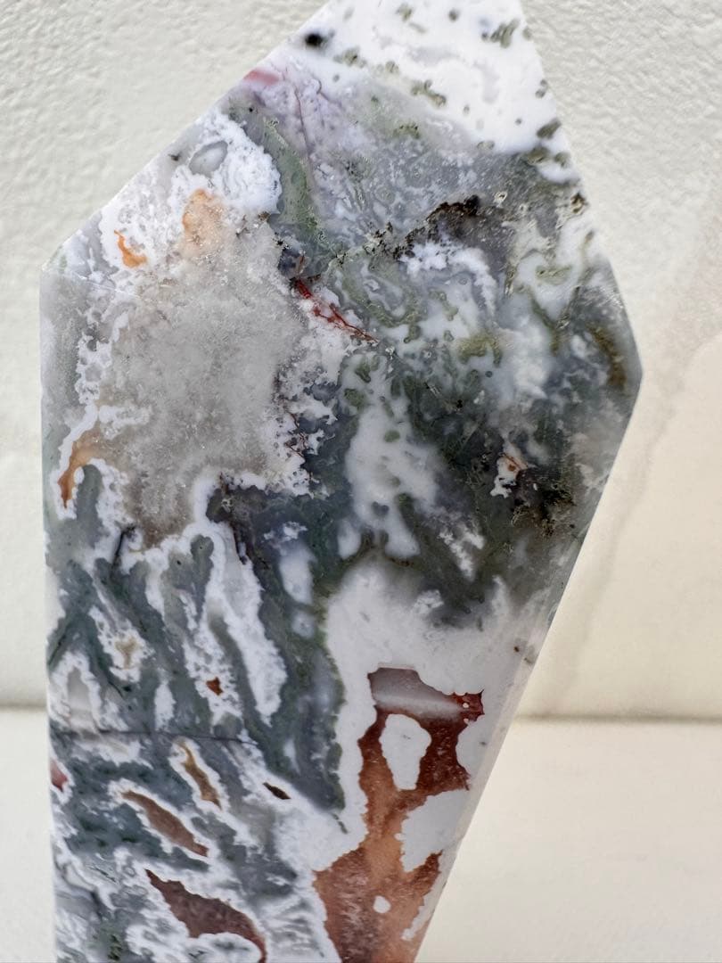 高品質　ピンクモスアゲート　タワー　四角柱　天然石