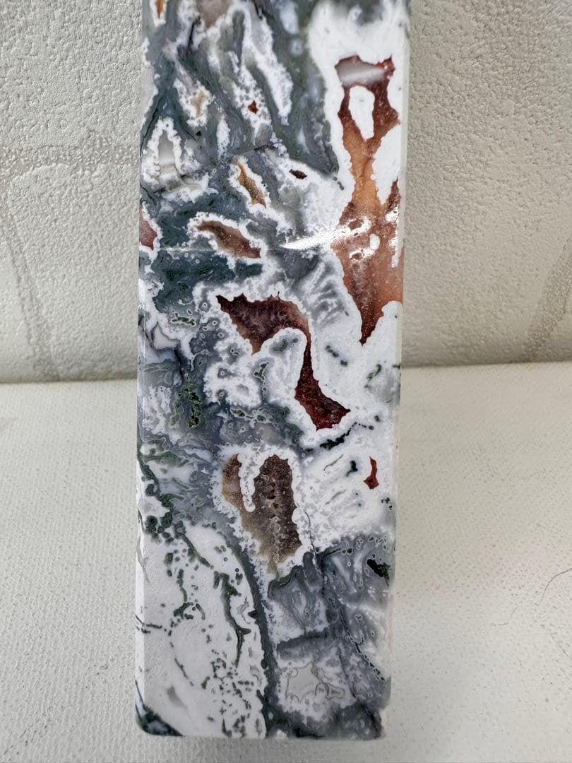 高品質　ピンクモスアゲート　タワー　四角柱　天然石