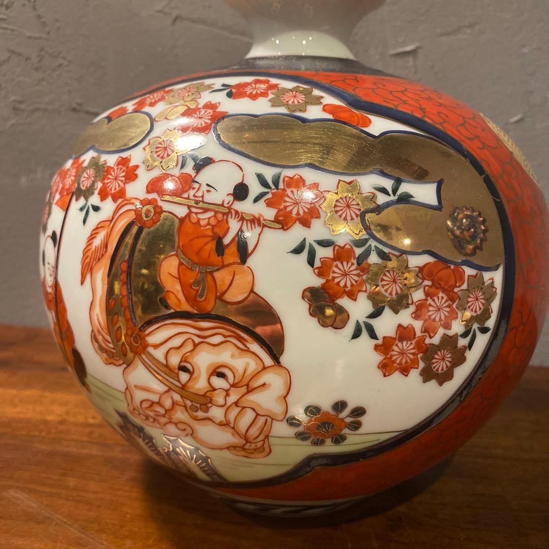 伊萬里 丸壺 骨董品 赤絵 呉須 花瓶 花器 コレクション 古伊万里様式