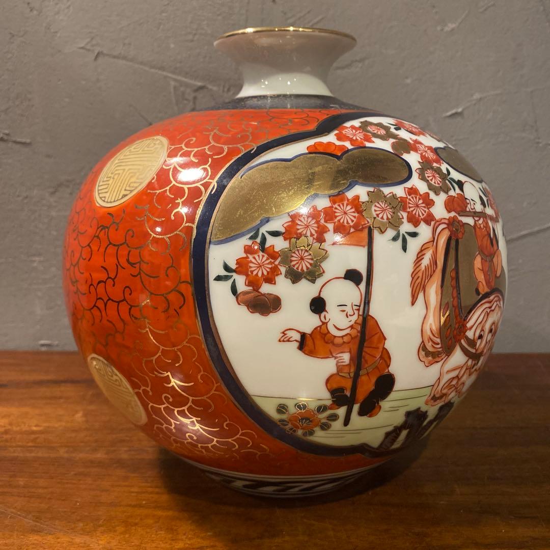 伊萬里 丸壺 骨董品 赤絵 呉須 花瓶 花器 コレクション 古伊万里様式