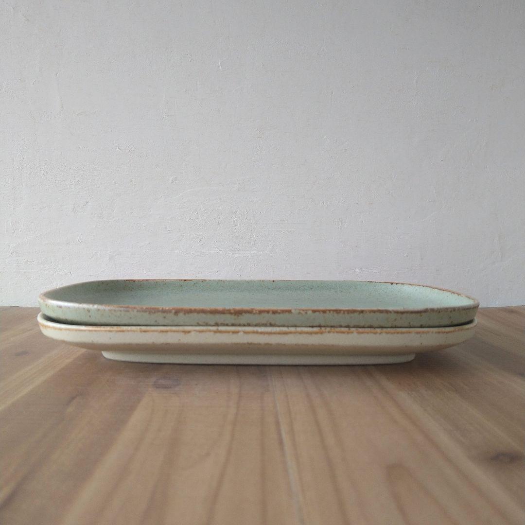 プレーンマット楕円角皿・４枚　美濃焼〈新品・未使用〉