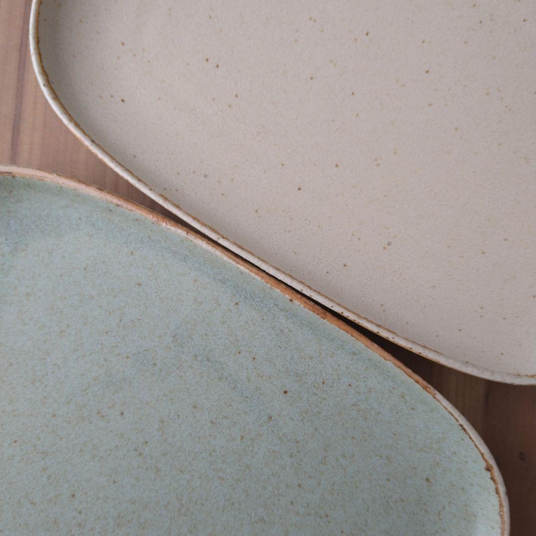 プレーンマット楕円角皿・４枚　美濃焼〈新品・未使用〉