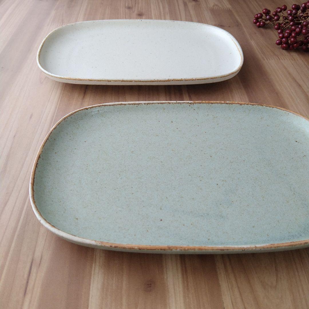 プレーンマット楕円角皿・４枚　美濃焼〈新品・未使用〉