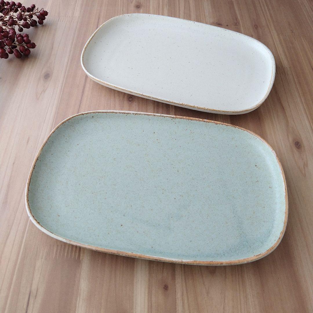 プレーンマット楕円角皿・４枚　美濃焼〈新品・未使用〉