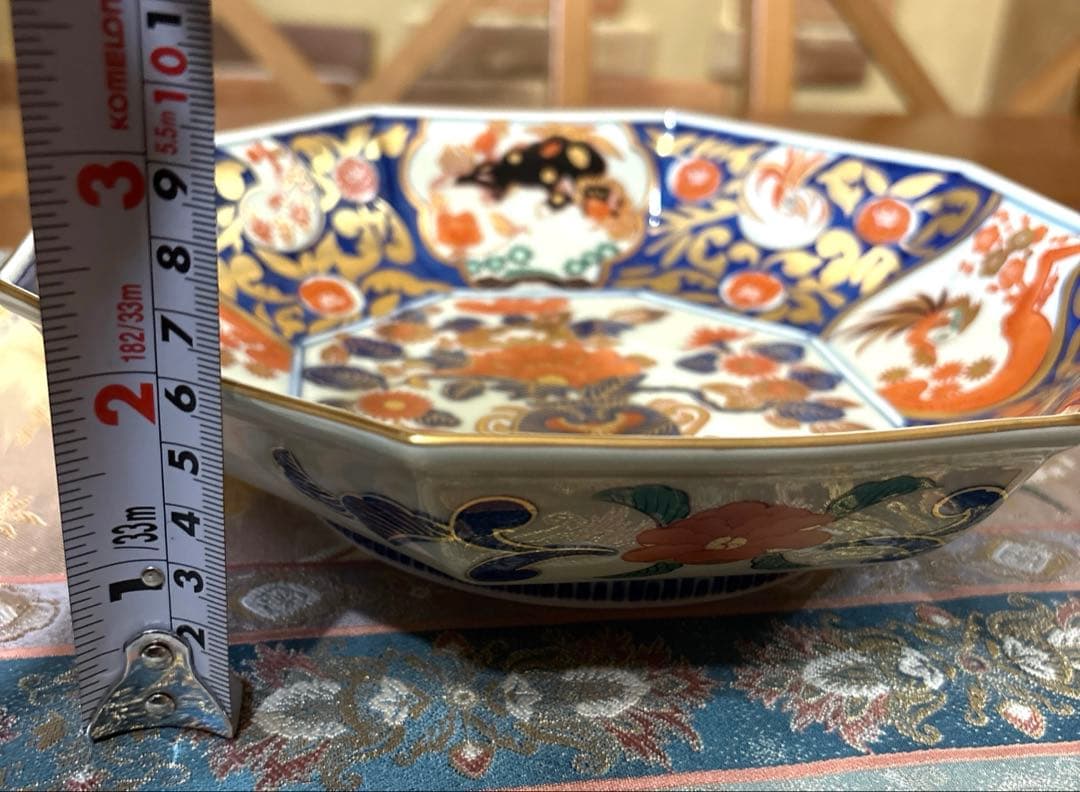 林九郎窯＊金唐草花篭図　八角盛鉢