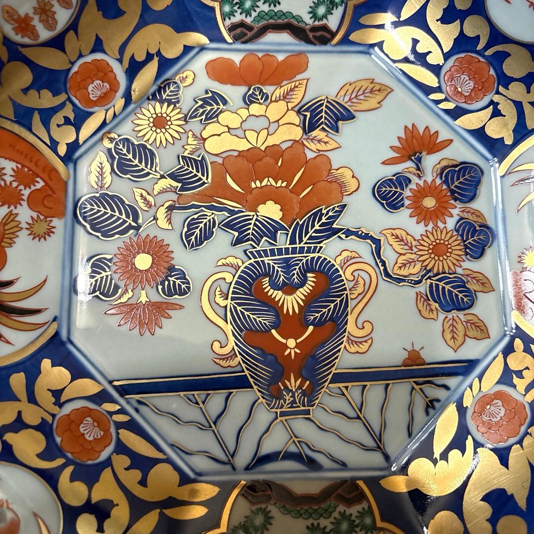 林九郎窯＊金唐草花篭図　八角盛鉢