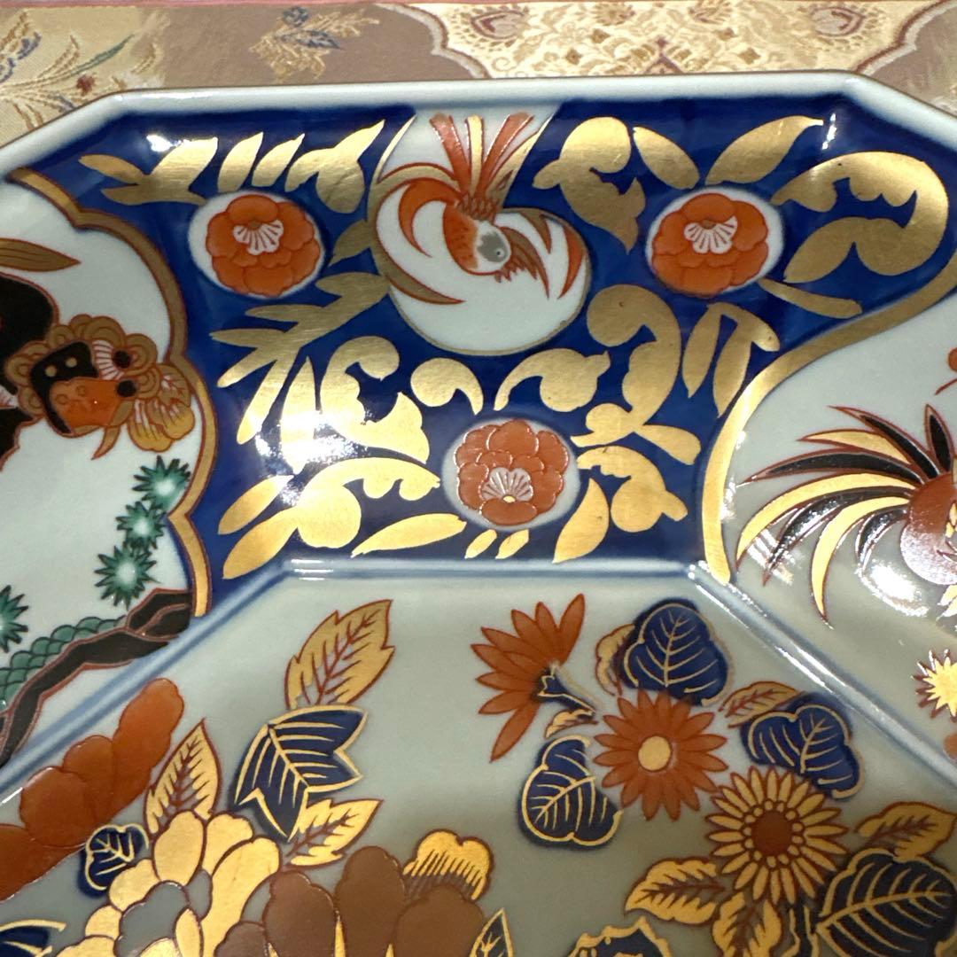 林九郎窯＊金唐草花篭図　八角盛鉢