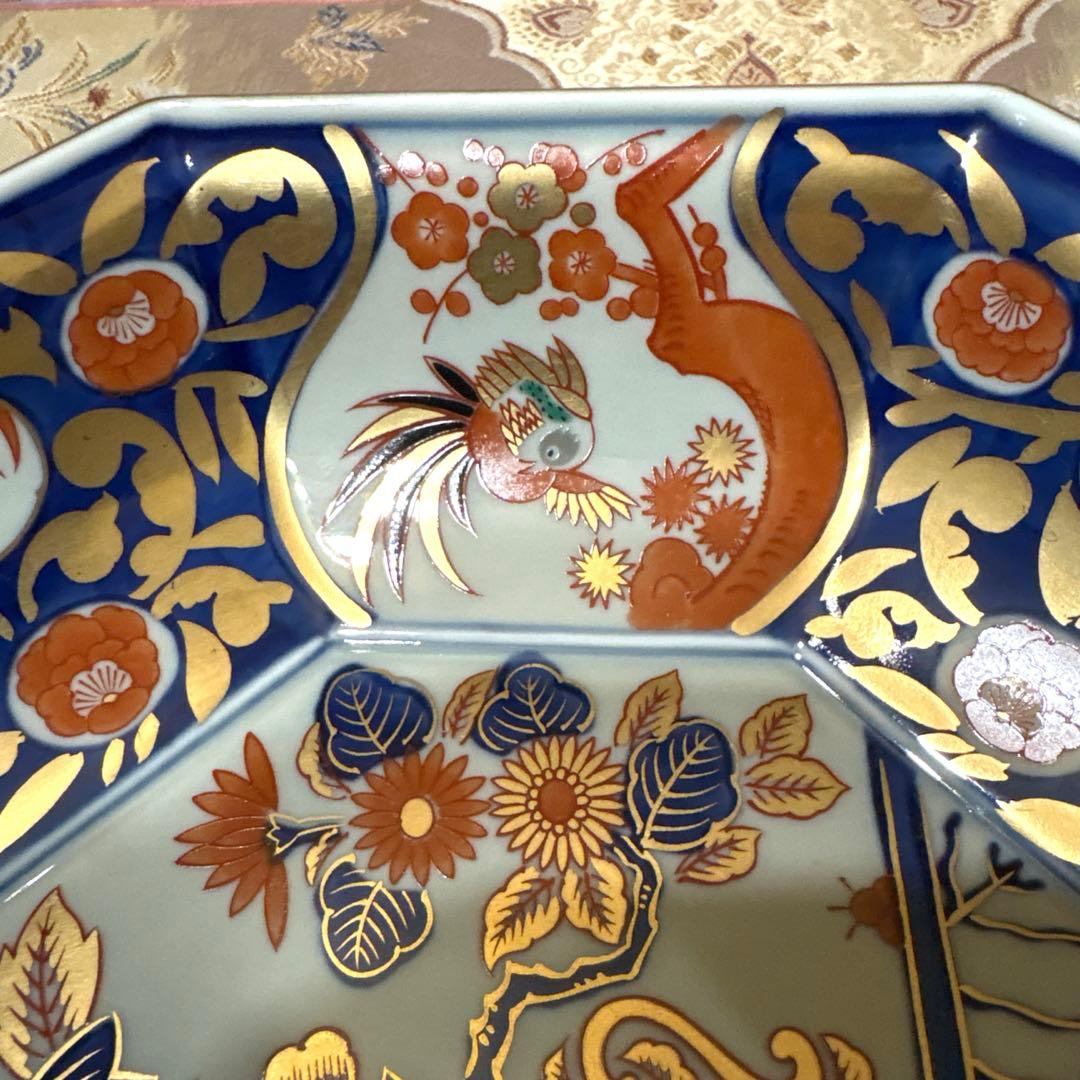 林九郎窯＊金唐草花篭図　八角盛鉢