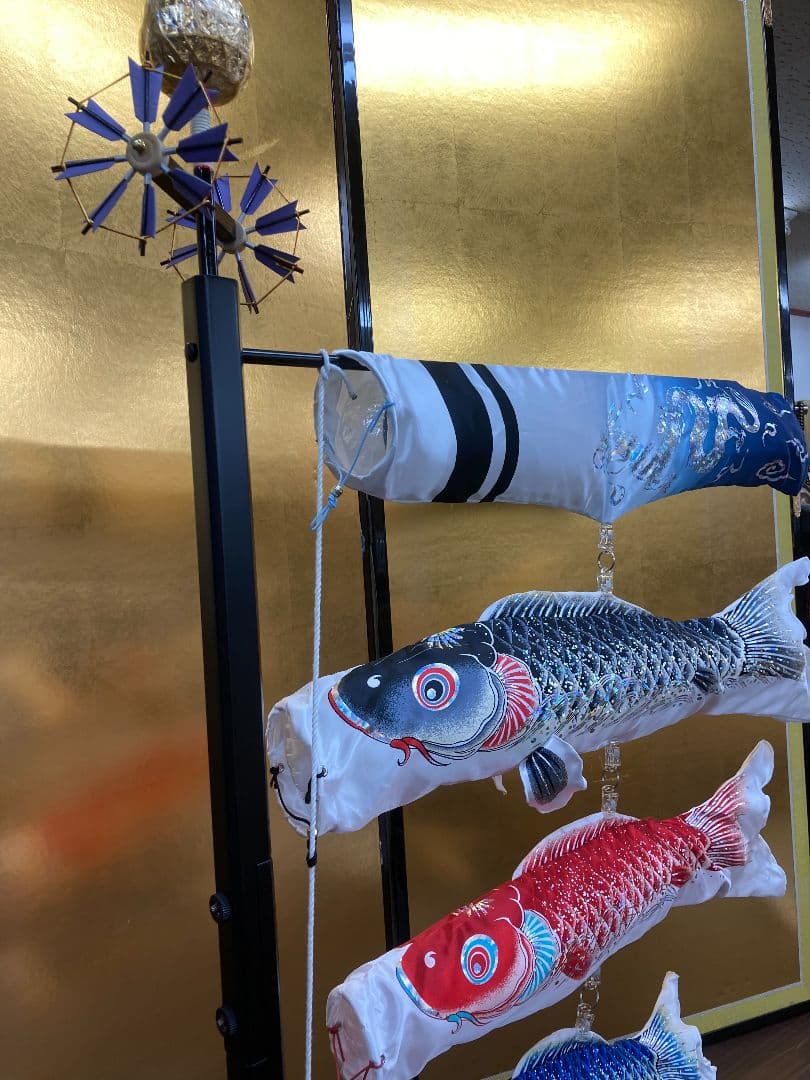 【一点限り】鯉のぼり（室内用)　プチ座敷鯉物語　銀鱗セット　60cm