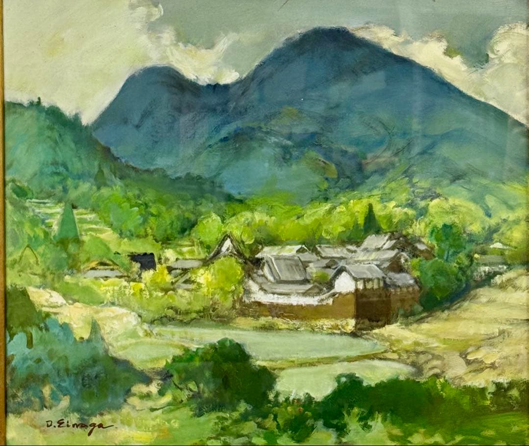 栄永大治良 二上山と当麻之里 油彩画 F10号 1979年作 肉筆真作保証