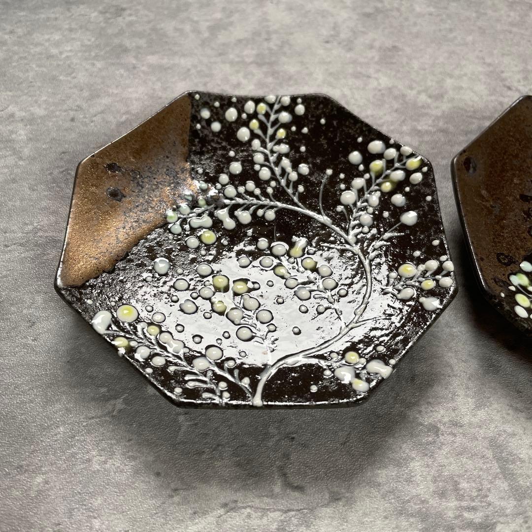 未使用　のぐちみか　みかガマ　ミモザ　黒　金彩　豆皿　小皿　セット