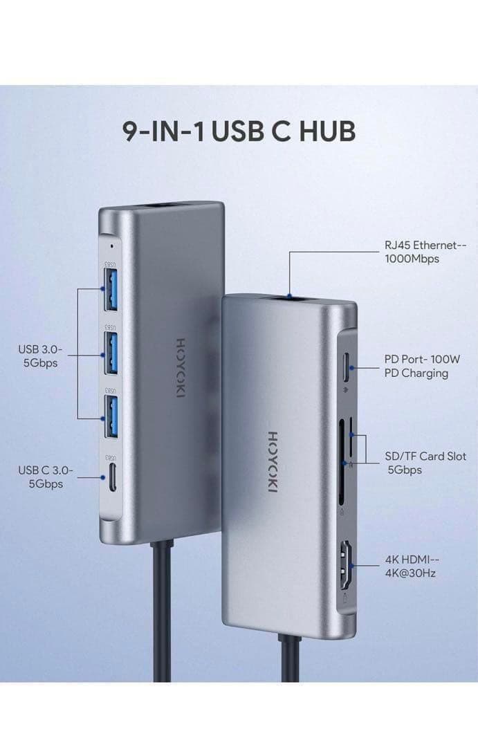 HOYOKI USBハブアダプター 9イン1 Type Cアダプター HDMI