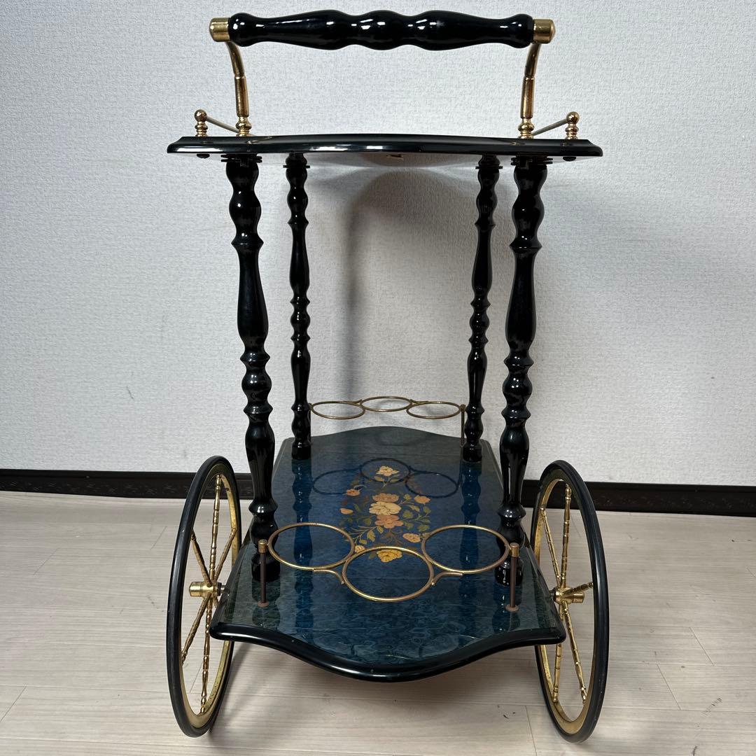 キッチンワゴン イタリア製 象嵌 高級 ワゴンテーブル ワインラック i1※