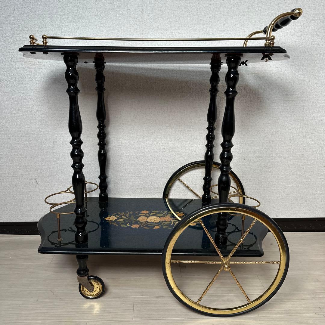 キッチンワゴン イタリア製 象嵌 高級 ワゴンテーブル ワインラック i1※