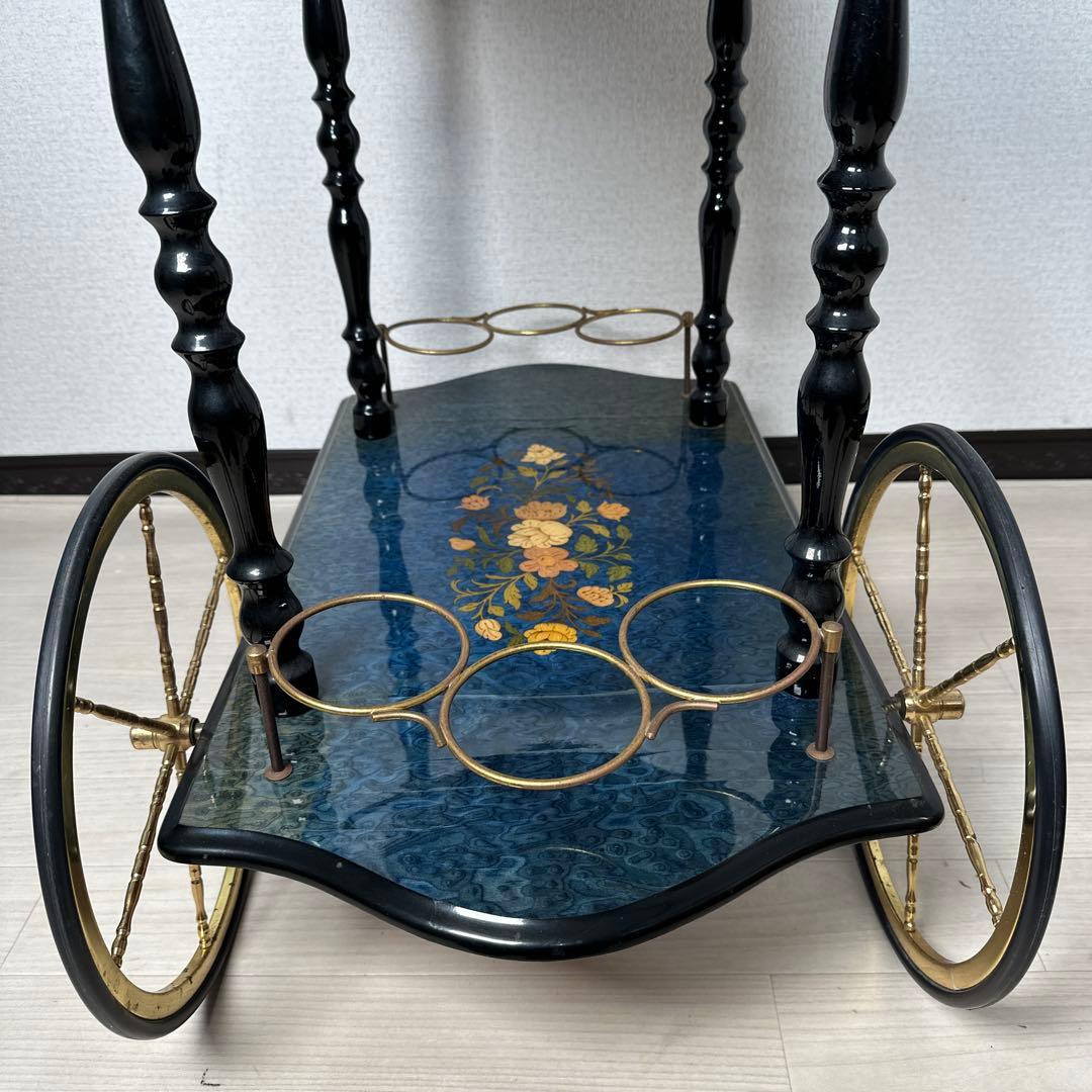 キッチンワゴン イタリア製 象嵌 高級 ワゴンテーブル ワインラック i1※