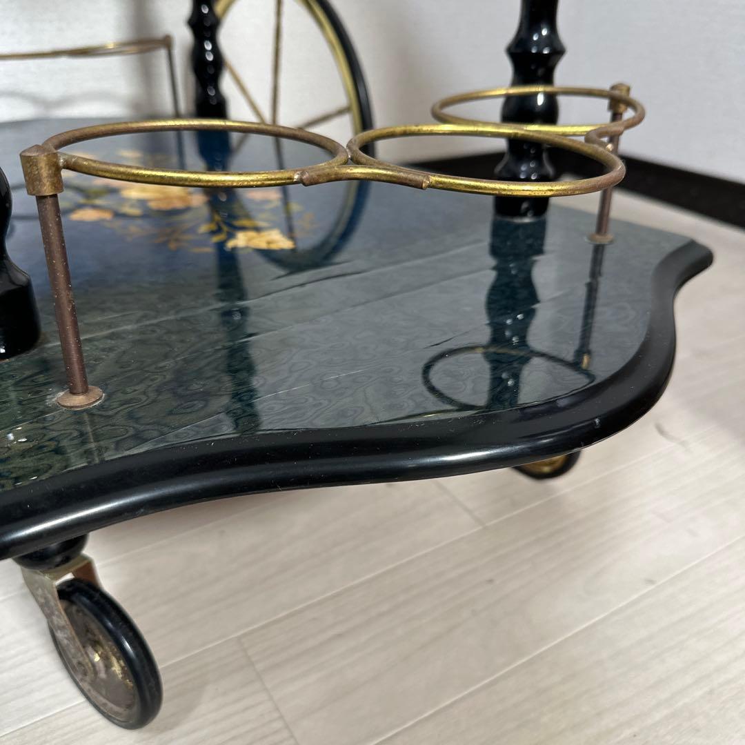 キッチンワゴン イタリア製 象嵌 高級 ワゴンテーブル ワインラック i1※