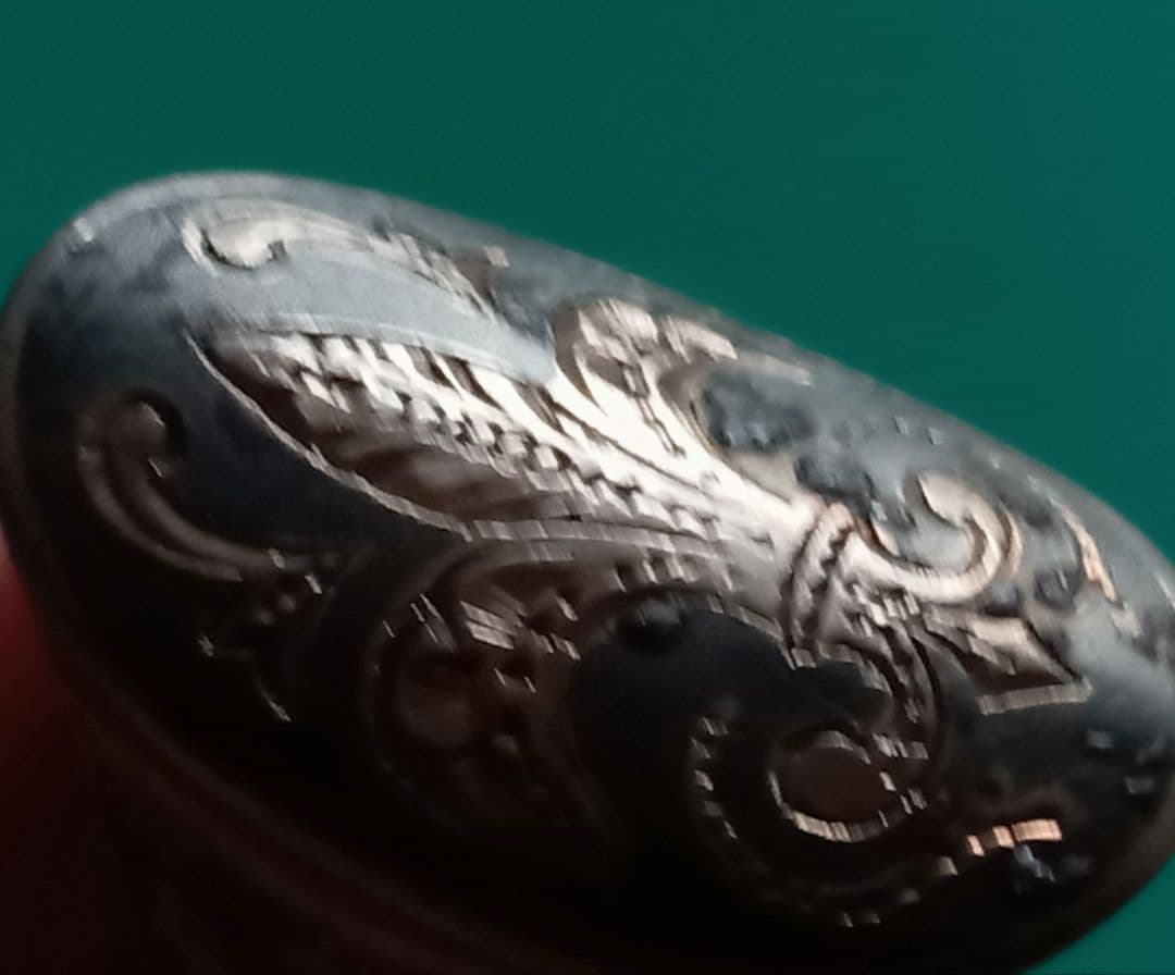 シルバーリング オーバル型　フルール・ド・リス 　アンティークSILVER刻印