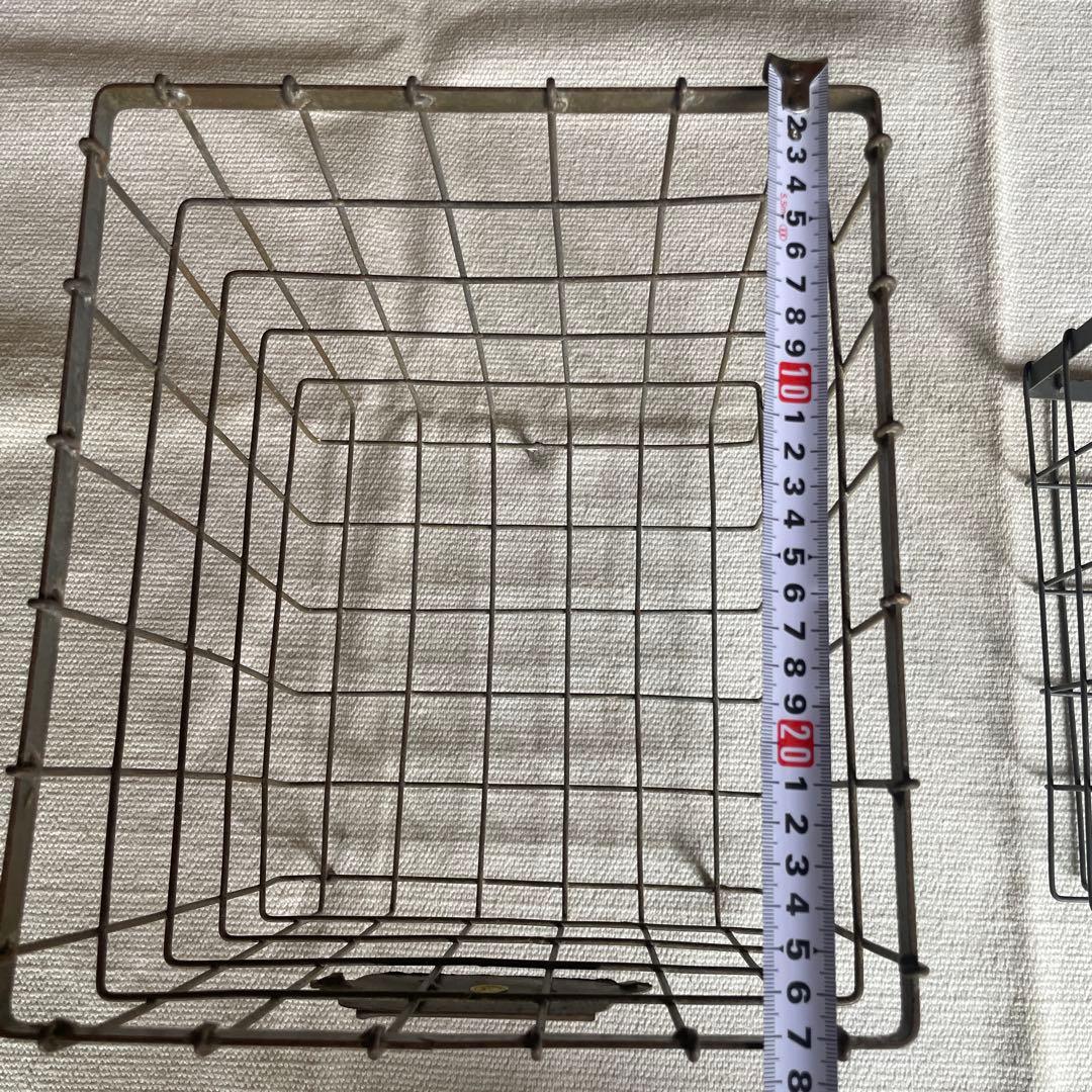 アイアンカゴ　正方形　四角　籠　ワイヤー　シャビー　メッシュ　2個セット