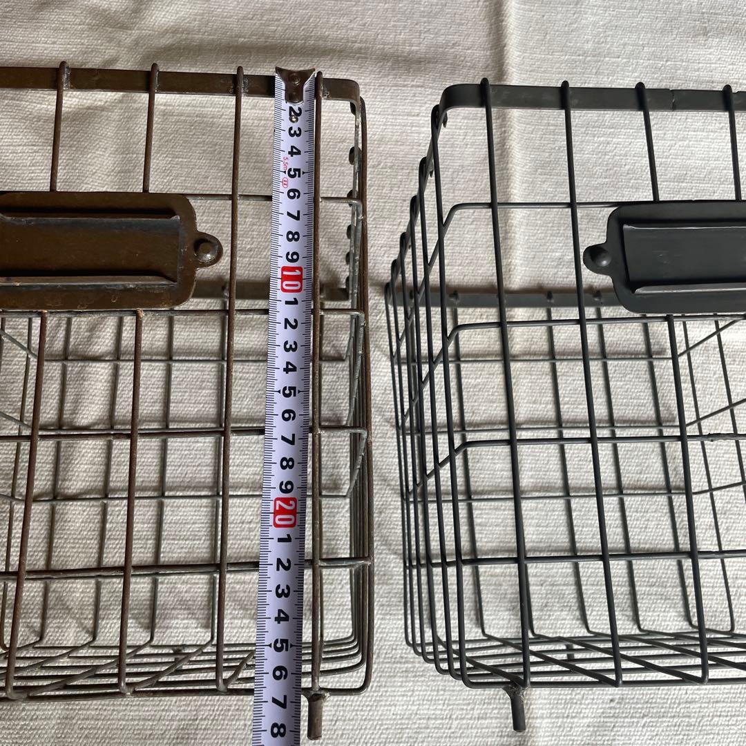 アイアンカゴ　正方形　四角　籠　ワイヤー　シャビー　メッシュ　2個セット