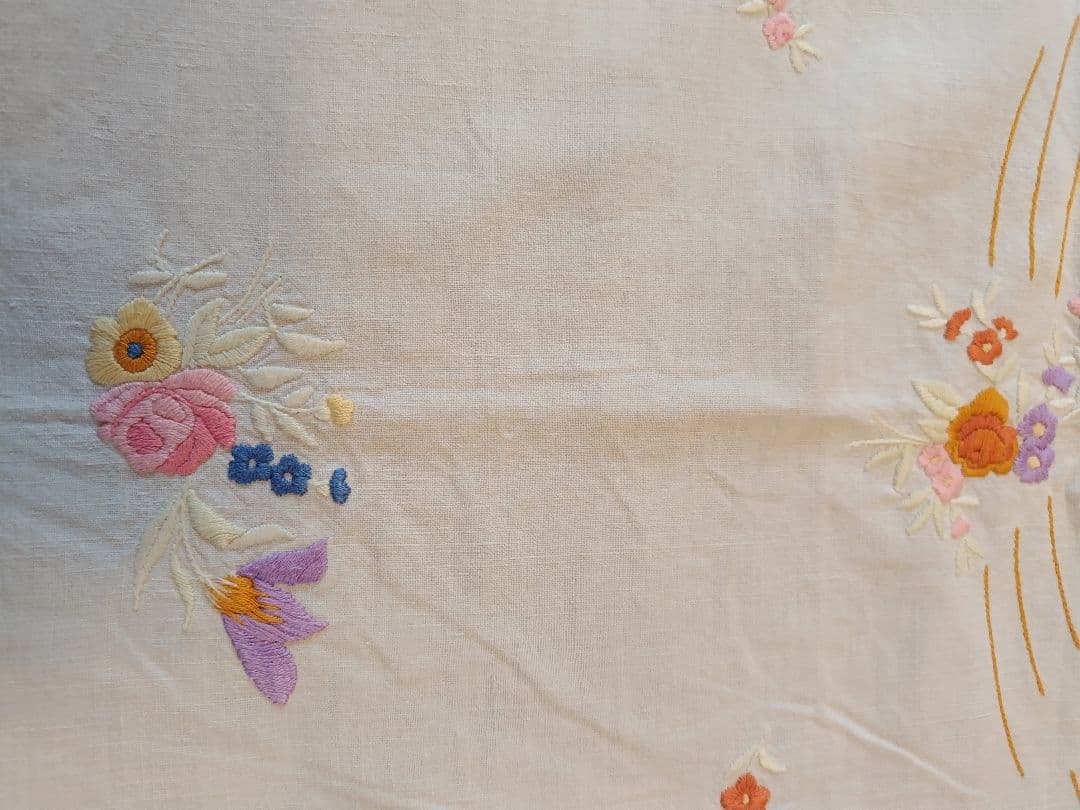 花柄刺繍 ホワイト テーブルクロス レース ビンテージ