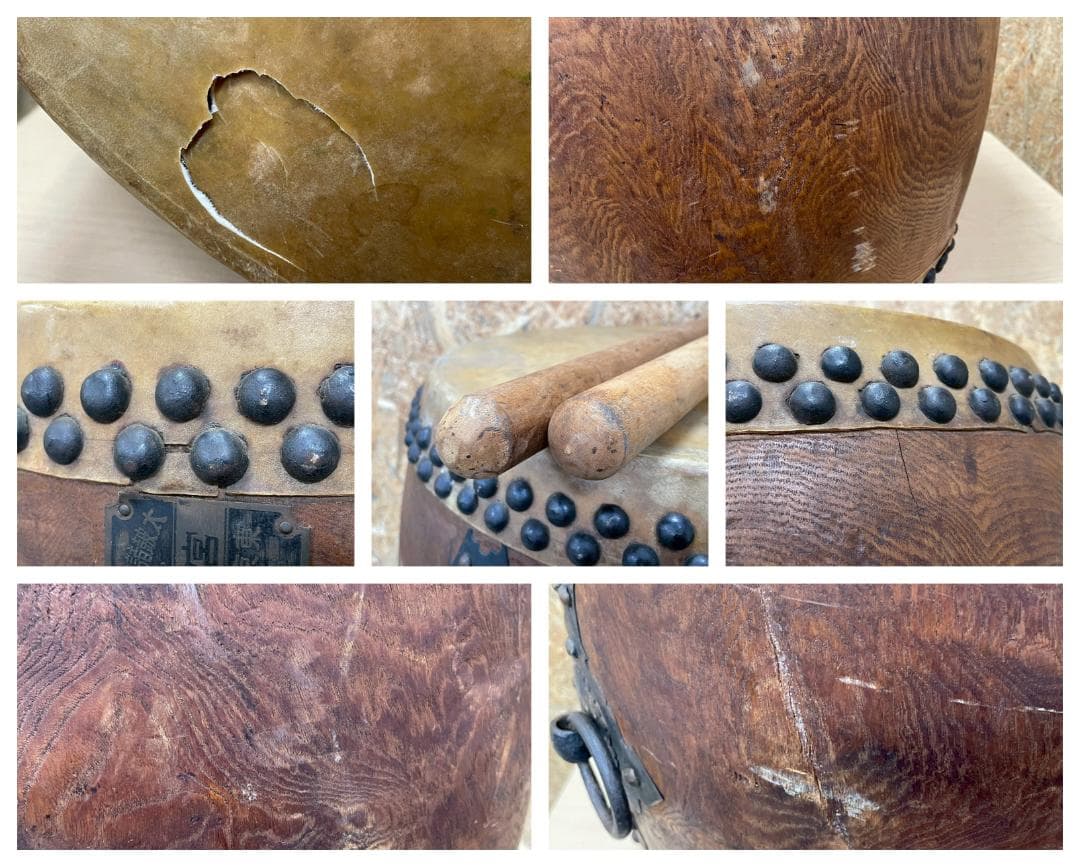 T8030☆希少品☆宮本卯之助☆和太鼓☆浅草☆伝統工芸☆在銘☆昭和初期☆