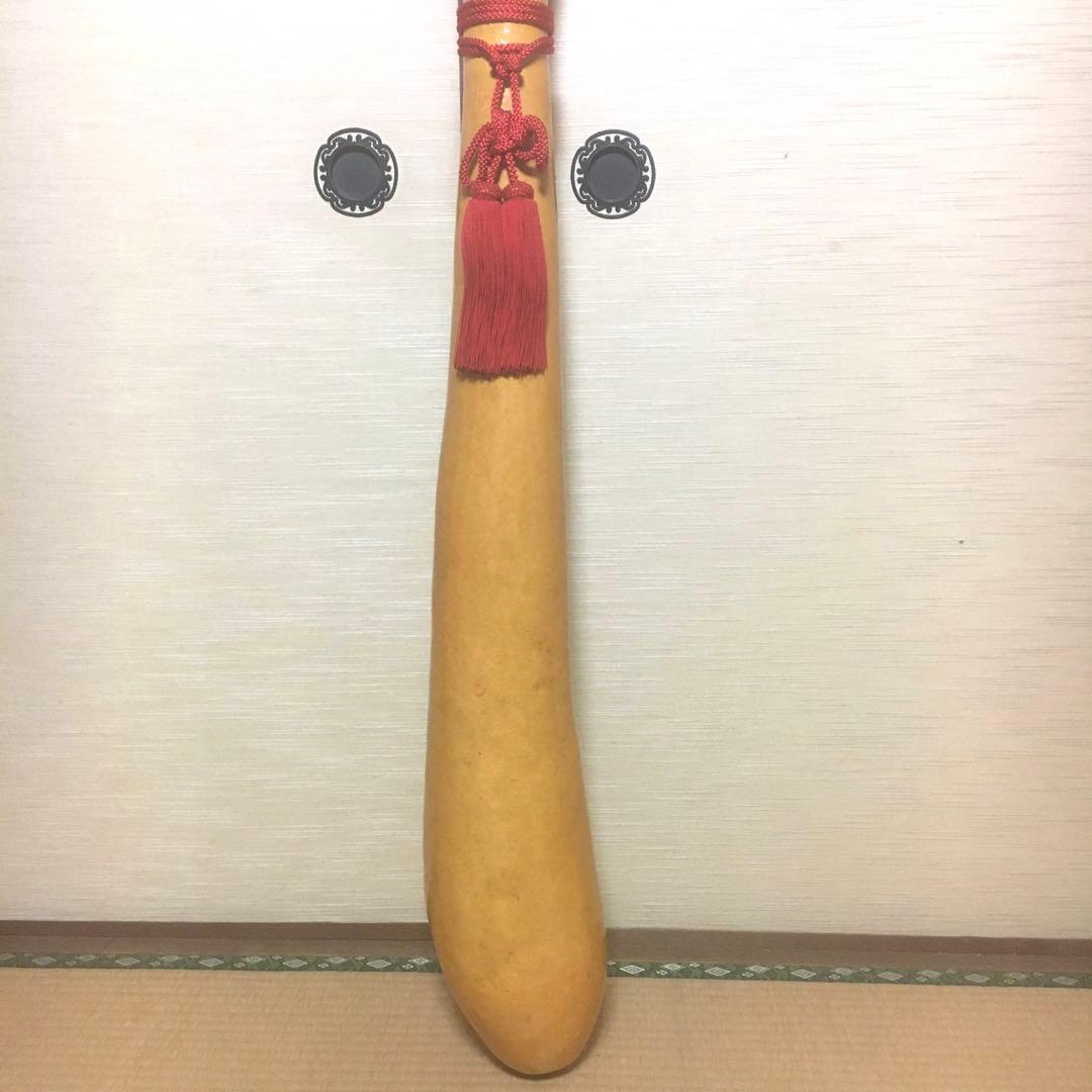 巨大特大ひょうたん　大型飾り瓢箪　縁起物　　　　栓、赤飾り紐付き　　151cm