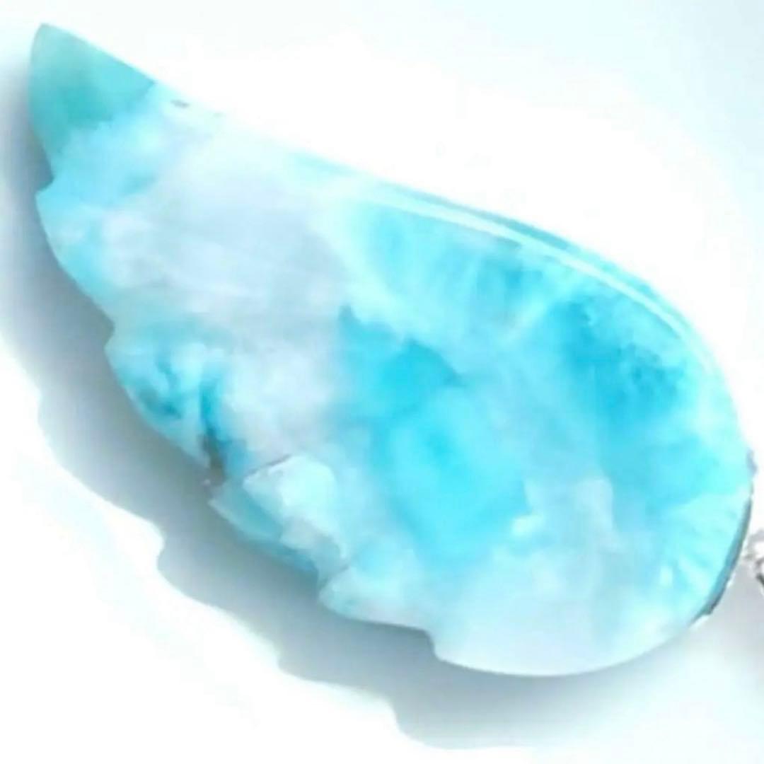 【まるで絵画】　希少天然カラー　高級ラリマー　天使の羽根ペンダントトップ