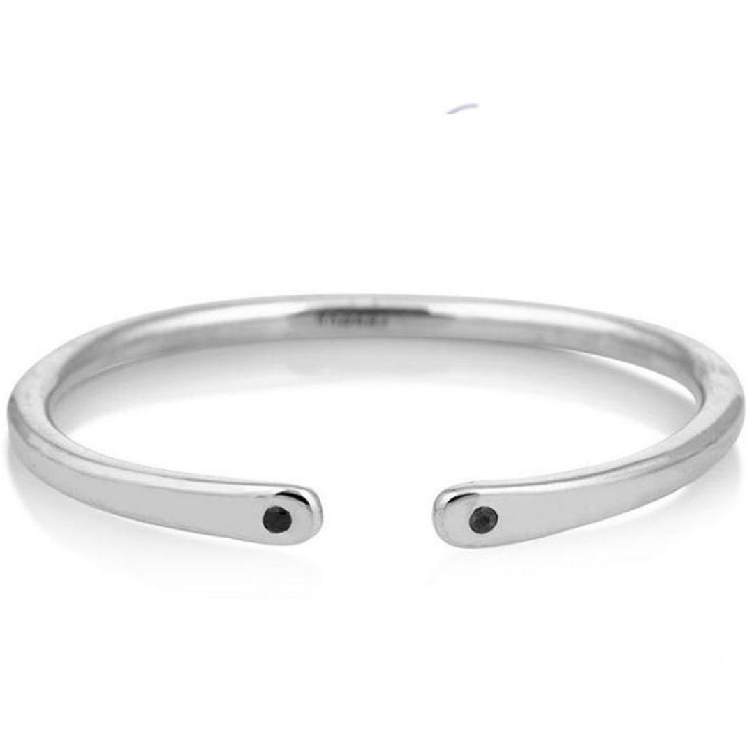 SCOSHA silver 925 オープンカフ バングル ブラックダイヤモンド