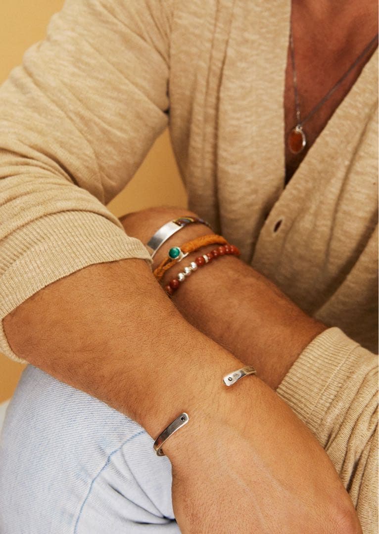 SCOSHA silver 925 オープンカフ バングル ブラックダイヤモンド