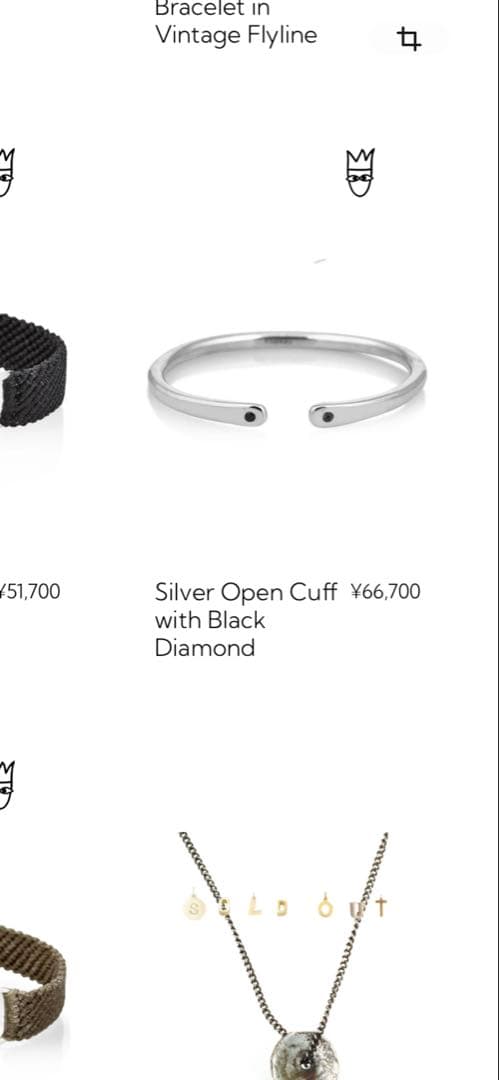 SCOSHA silver 925 オープンカフ バングル ブラックダイヤモンド