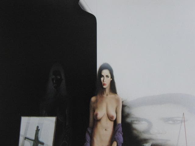 三尾公三、【画室の女C】、希少な大判額装用画集より、美品、日本人画家