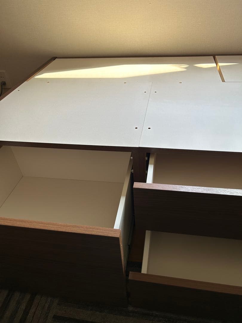 【送料込】ニトリ シングルベッドフレーム（ジオ チェスト40J MBR）収納付