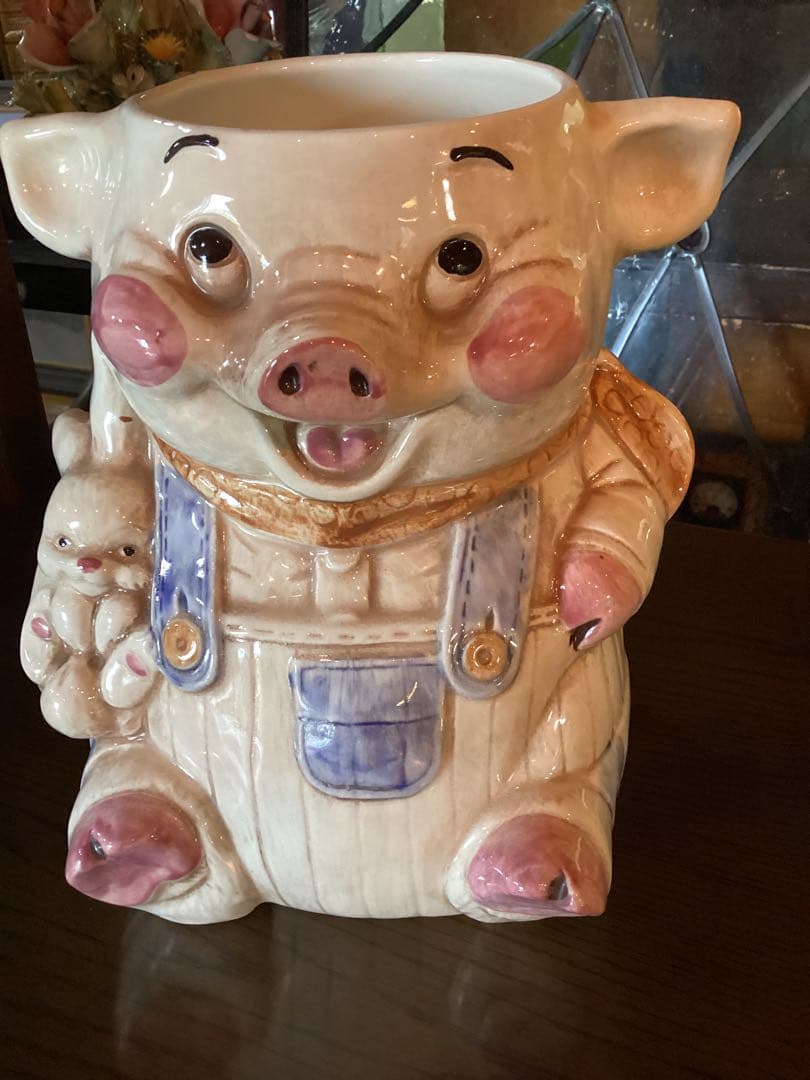 お菓子入れ　クッキージャー　ビィンテージ　ファーマーピッグ