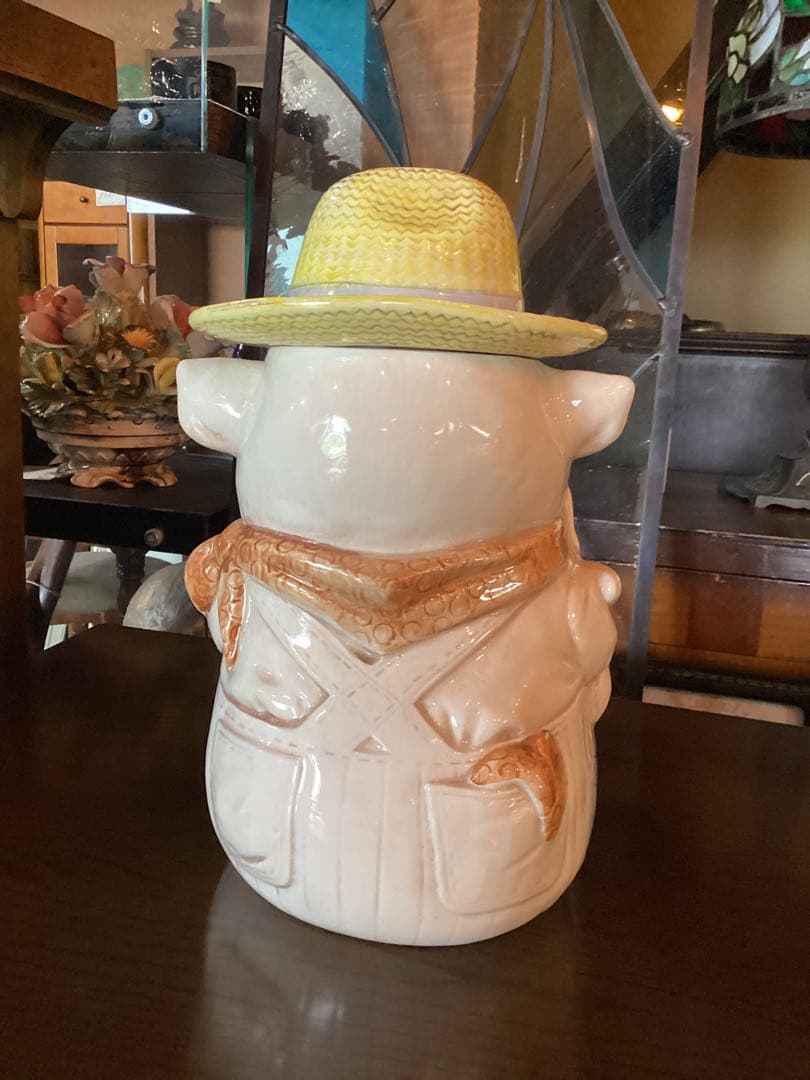 お菓子入れ　クッキージャー　ビィンテージ　ファーマーピッグ