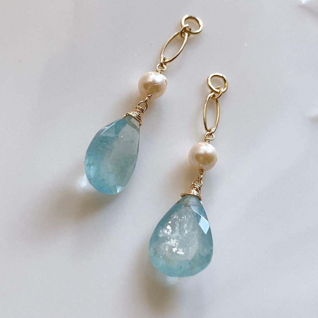 Kaya◆希少石✧大粒✧シンデレラアクアマリンチャーム✧あこや真珠